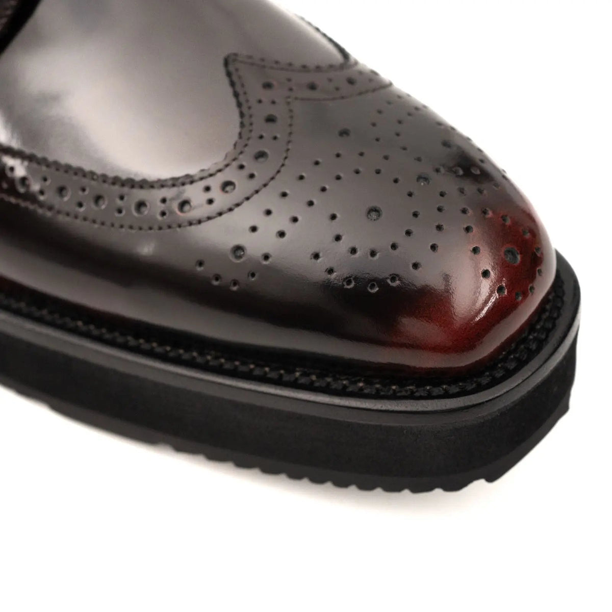 Dark Burgundy Calf Leather Wingtip Derby Shoes