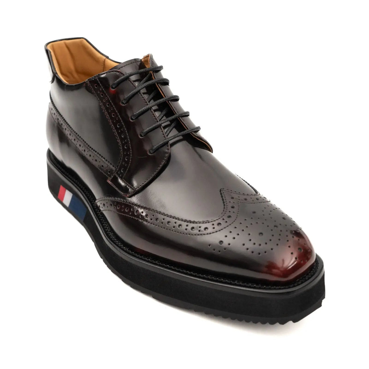 Dark Burgundy Calf Leather Wingtip Derby Shoes