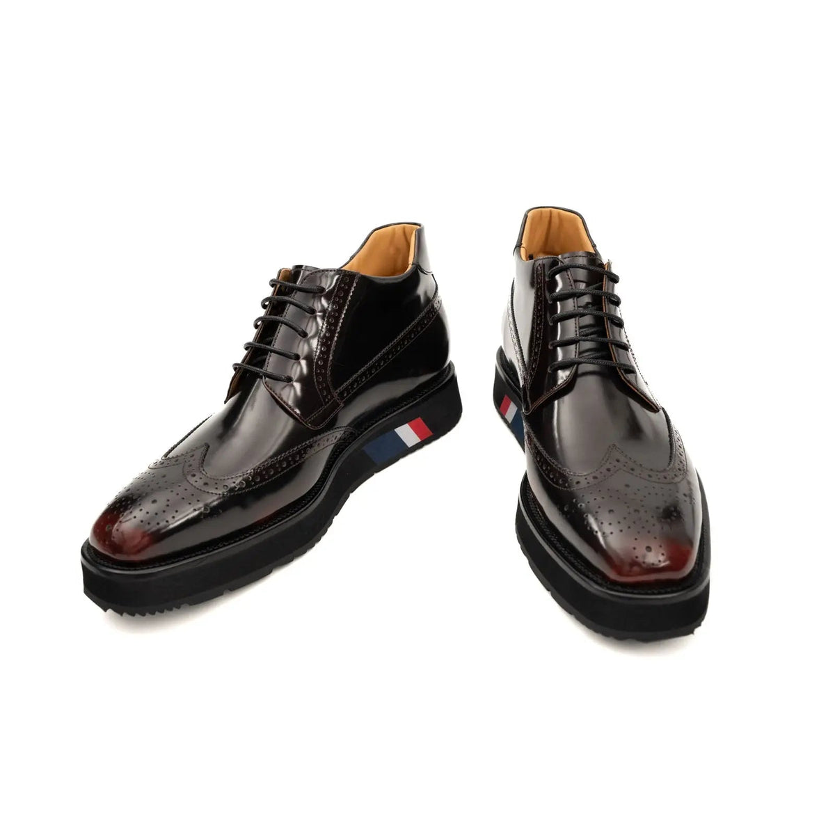 Dark Burgundy Calf Leather Wingtip Derby Shoes