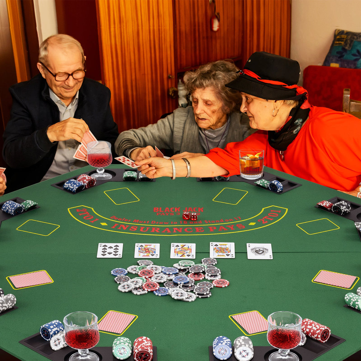 48 Inch 8-Player Foldable Poker Table Top with Carrying Bag and Cup Holders