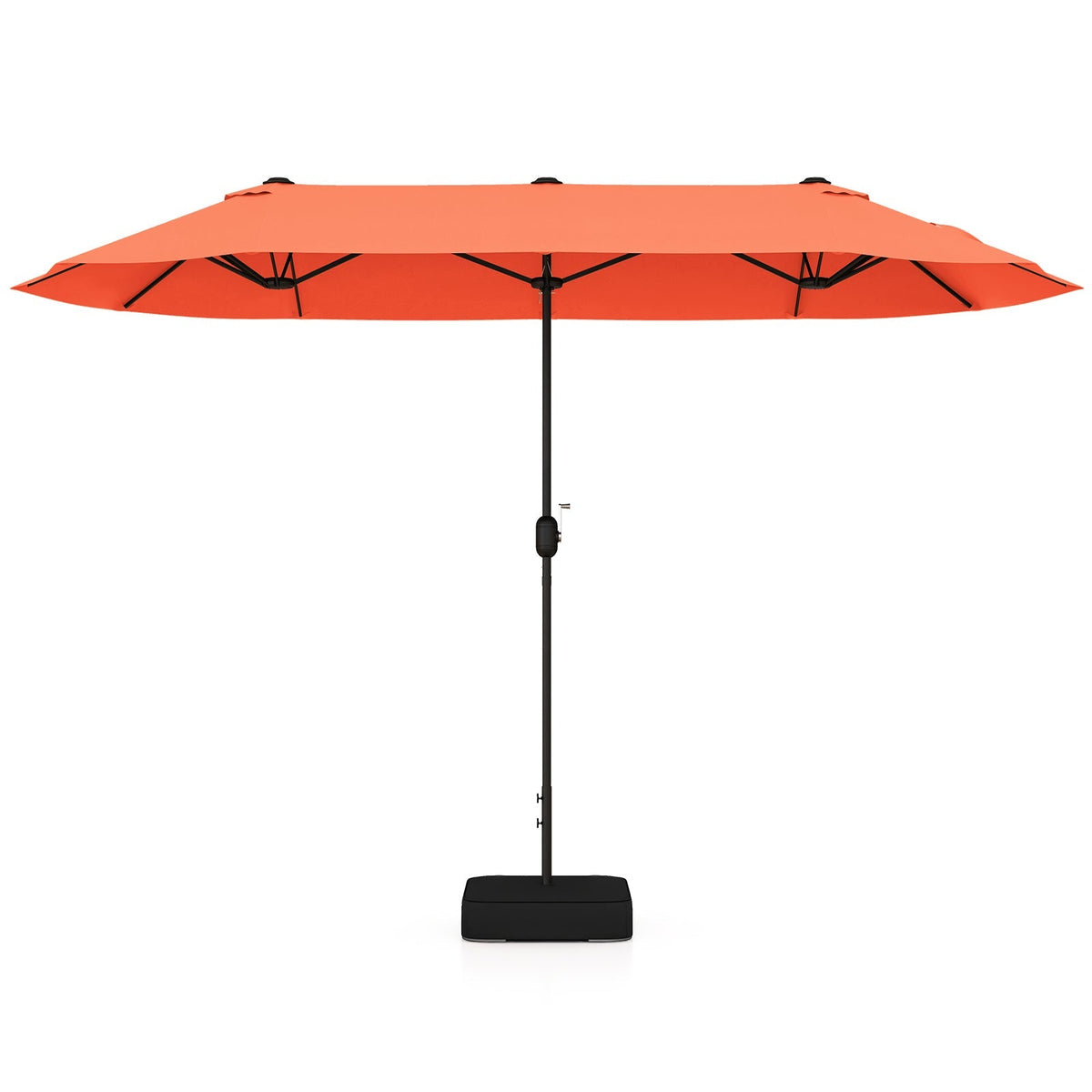 13FT Double-sided Patio Twin Table Umbrella with Crank Handle-Tan