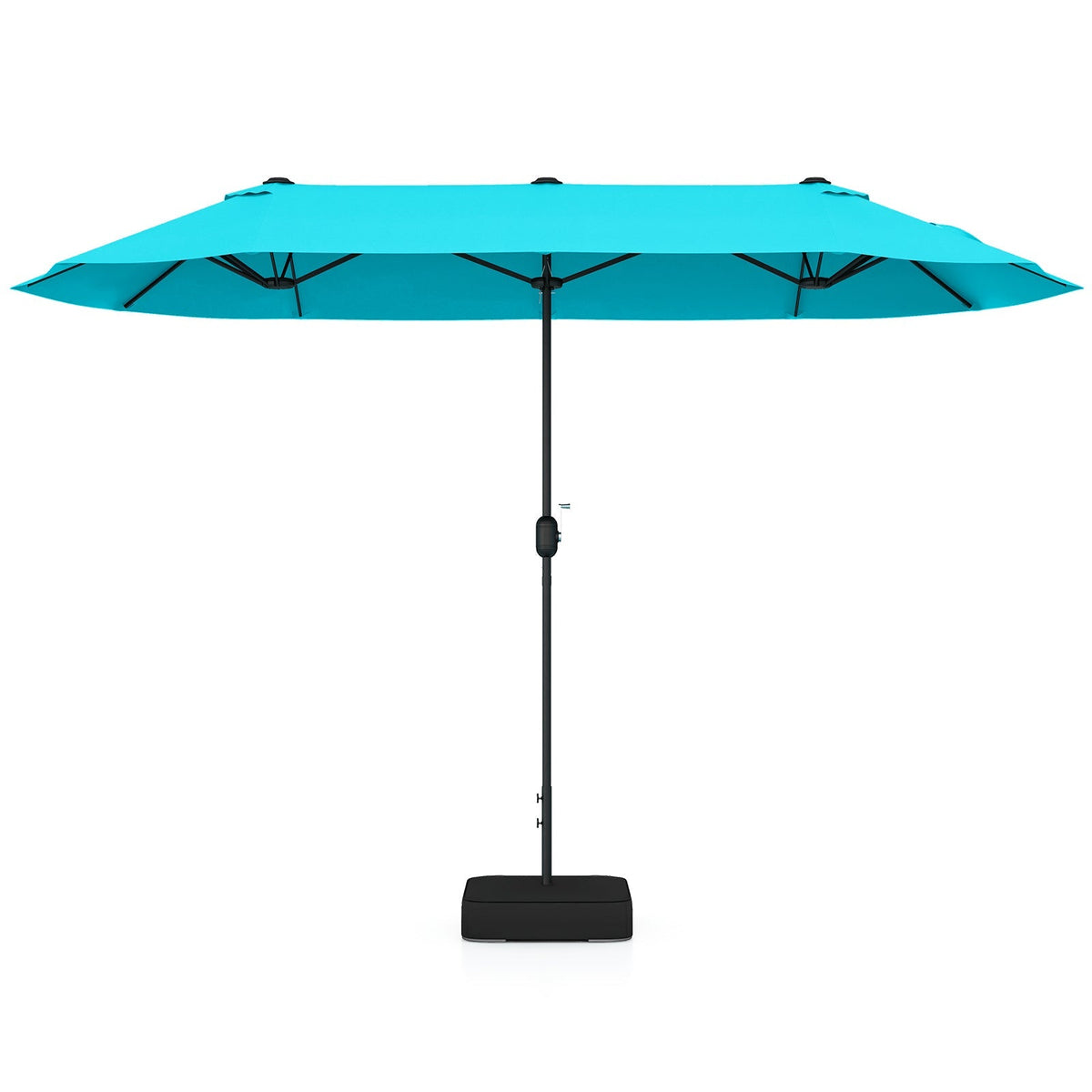 13FT Double-sided Patio Twin Table Umbrella with Crank Handle-Tan