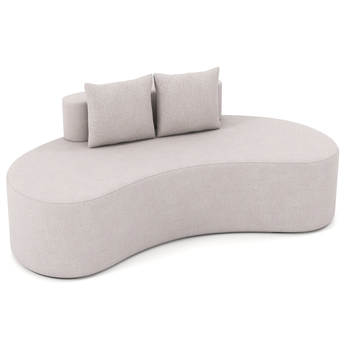 Upholstered Curved Sofa with 2 Cozy Pillows