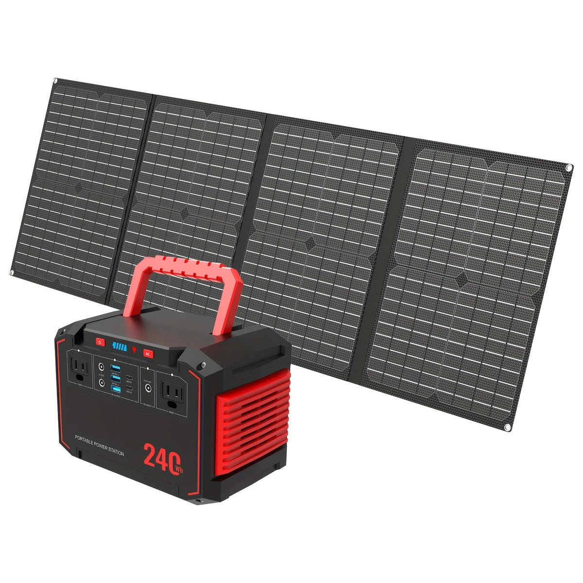 Estación de energía portátil de 300W, generador solar con panel solar plegable, fuente de alimentación de respaldo para camping
