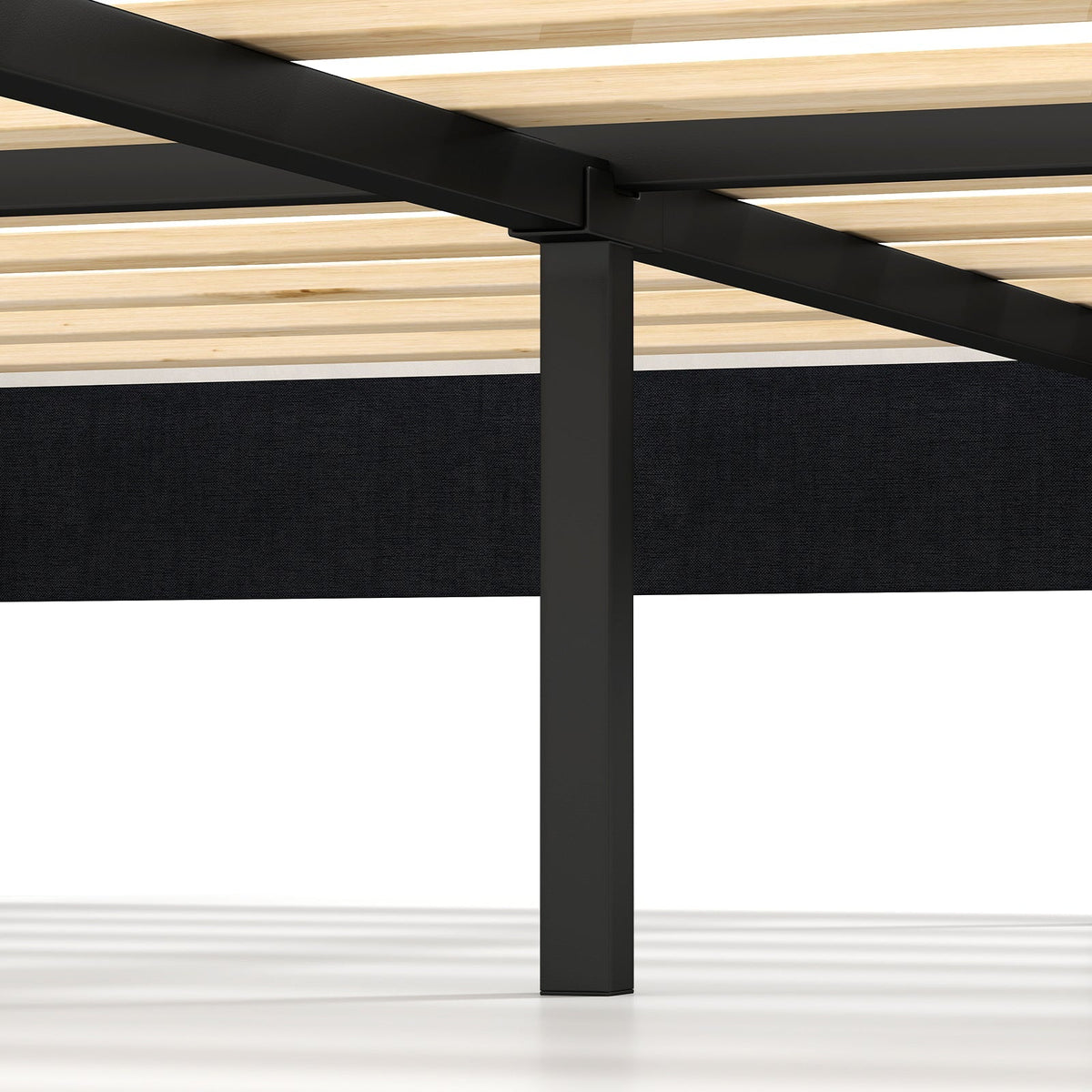 Velvet Upholstered Platform Bed with Height Adjustable Vertical Channel Headboard