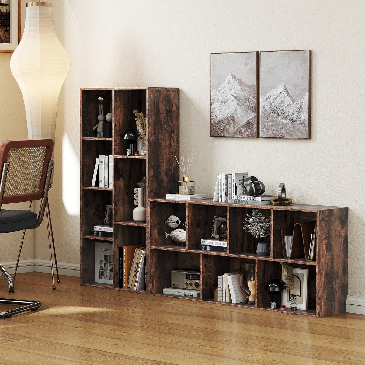 Vertical or Horizontal Freestanding Bookshelf with 7 Compartments