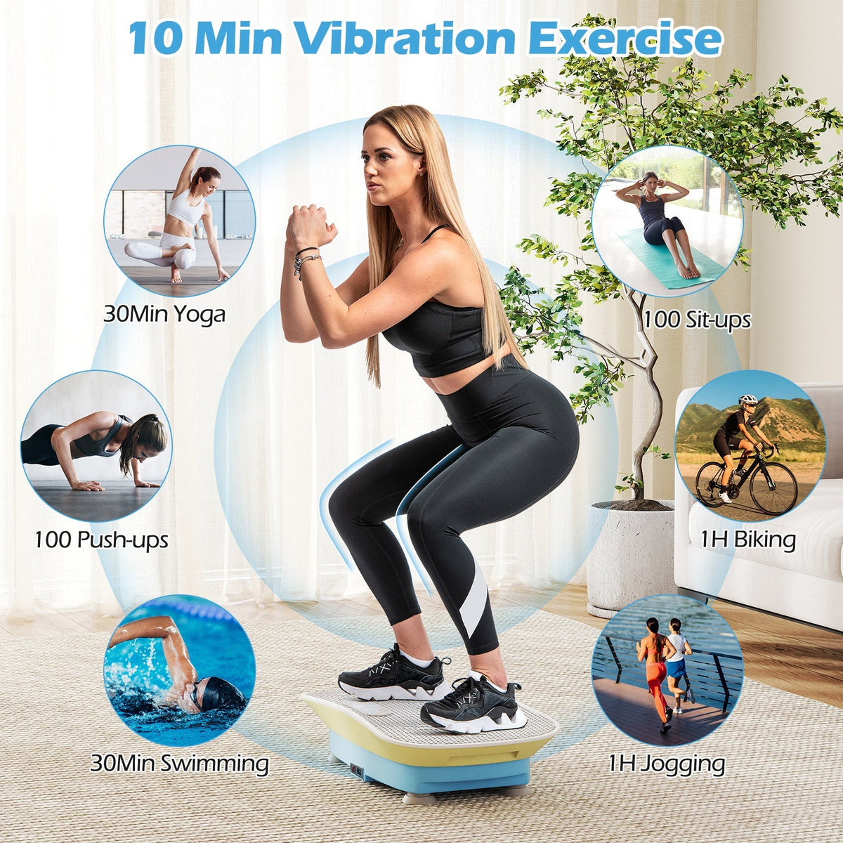 Vibration Plate Exercise Machine for Lymphatic Drainage and Weight Loss with 10 Speed Intensities