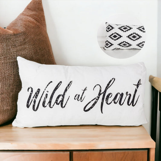 Wild At Heart Double-Sided Canvas Decorative Pillow 22x12 Accent Throw Pillow