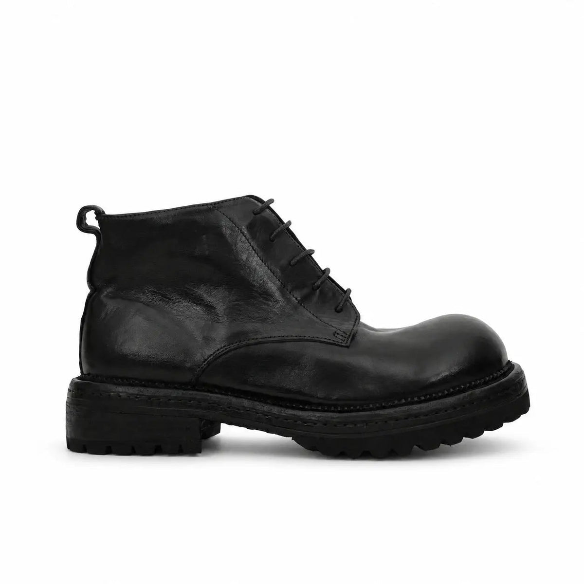 Black Plain-Toe Cow Leather Ankle Boots