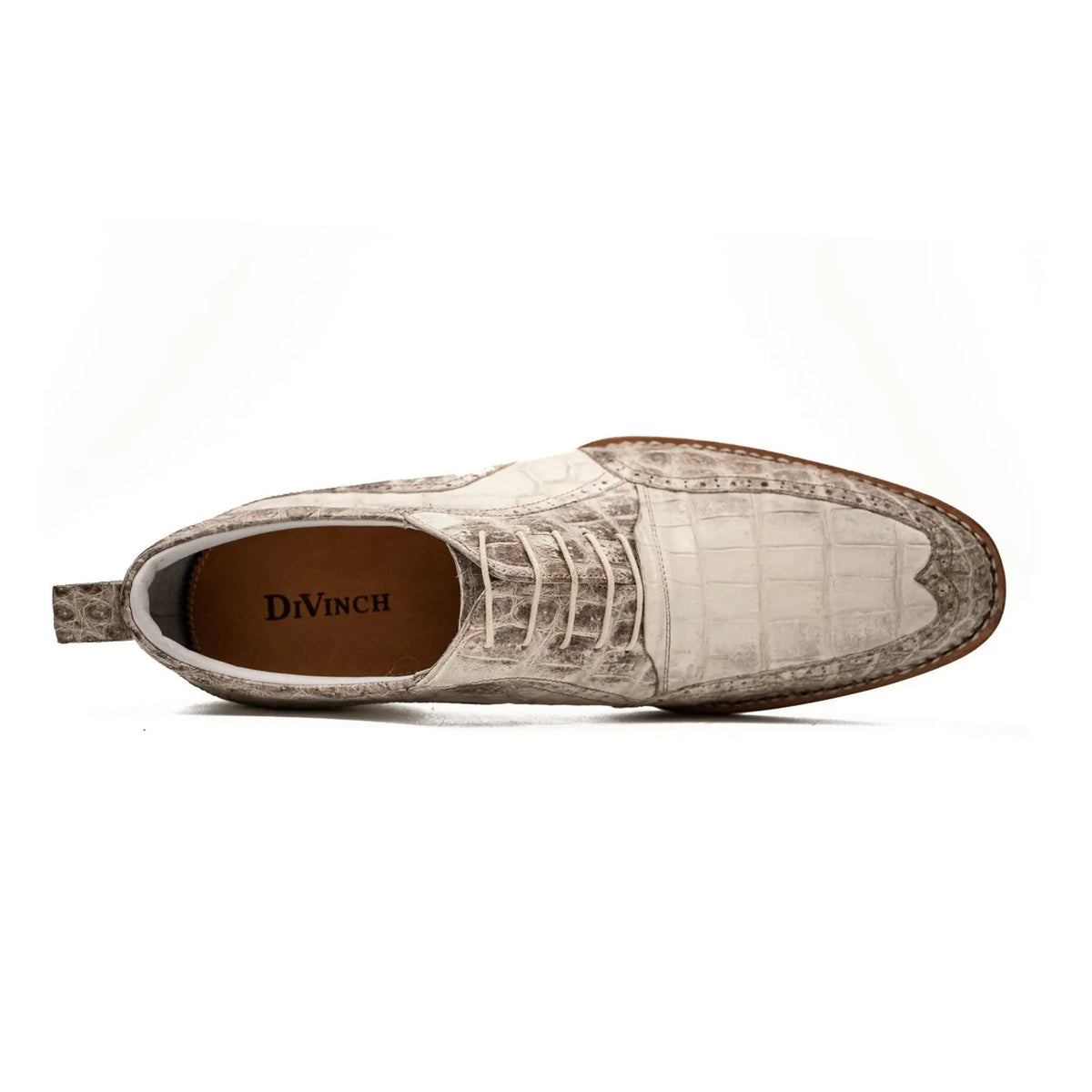 White Crocodile Leather Oxford Shoes