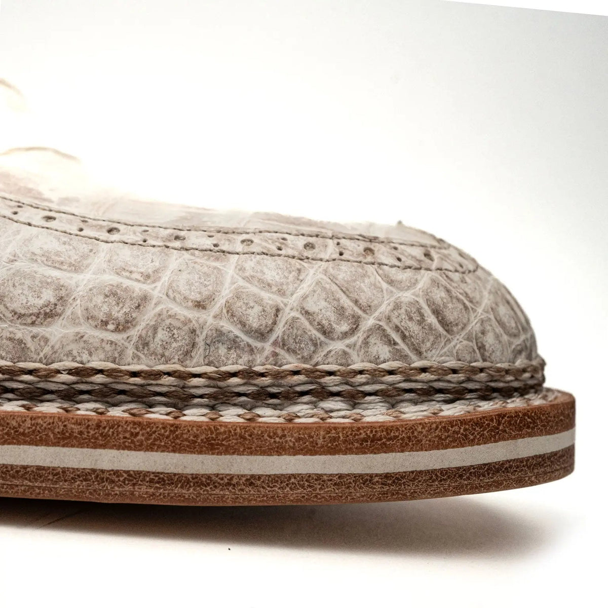 White Crocodile Leather Oxford Shoes