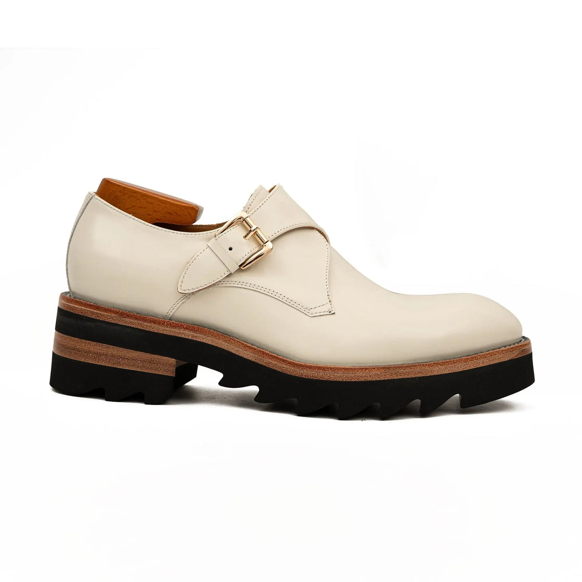 White Cow Leather Monk Shoes