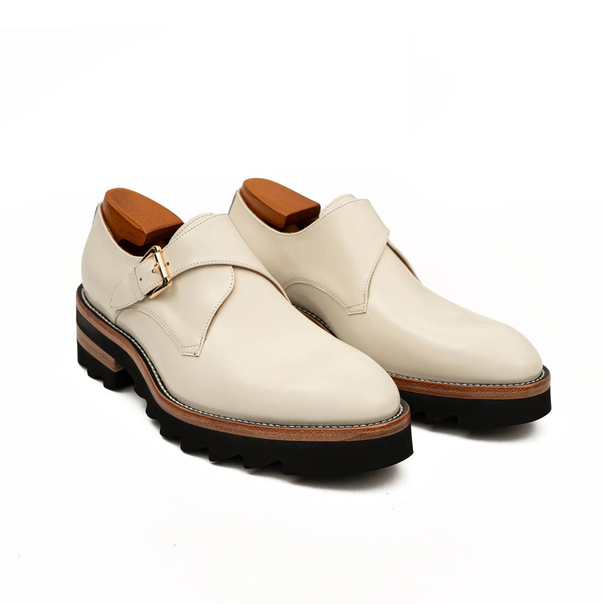 White Cow Leather Monk Shoes
