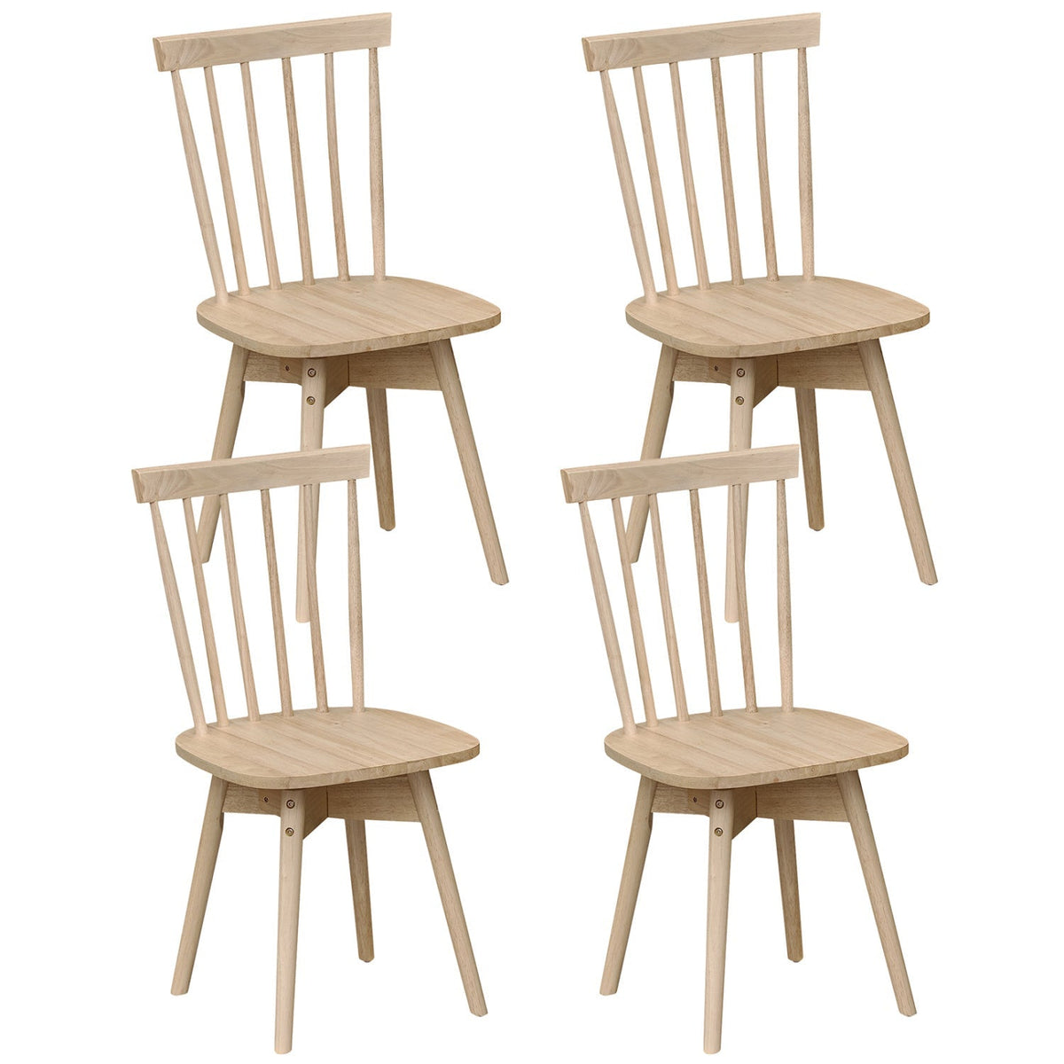 Windsor Dining Chairs Set of 4 Mid Century Rubber Wood Kitchen Chairs with Swivel Seat