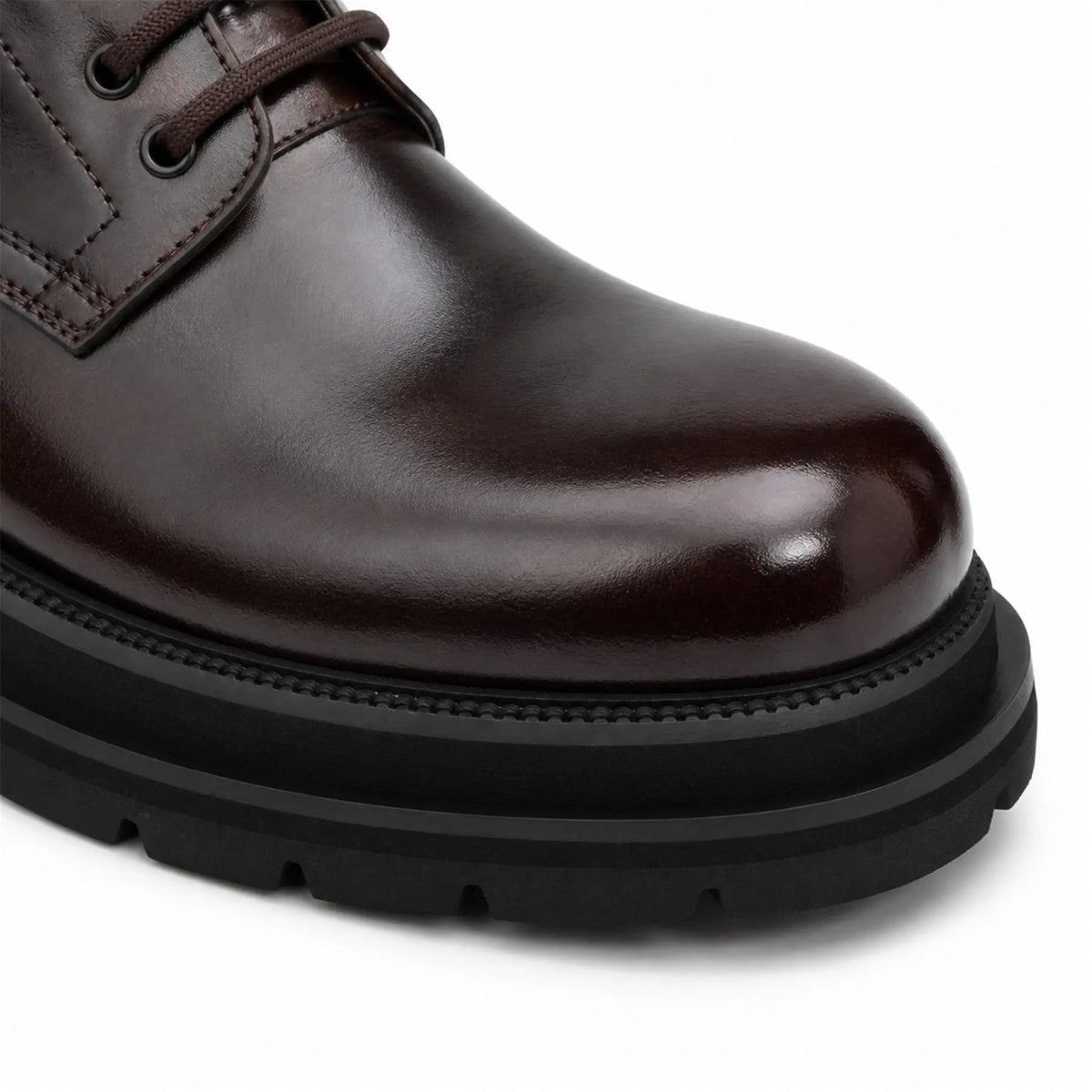 Burgundy Plain-Toe Calf Leather Derby Shoes