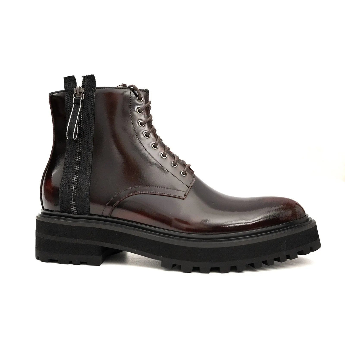 Wine Red Cow Leather Ankle Boots