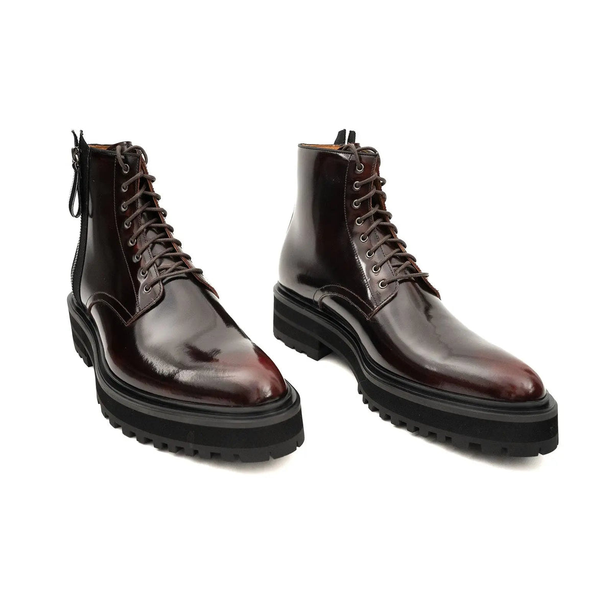 Wine Red Cow Leather Ankle Boots