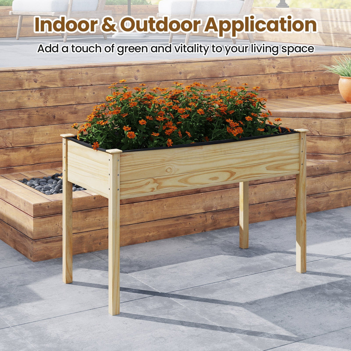 Wooden Raised Vegetable Garden Bed Elevated Grow Vegetable Planter