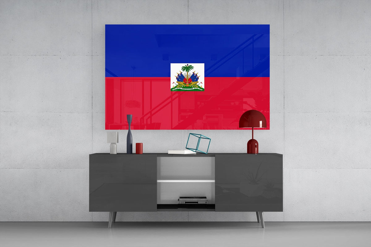 Elegant Haiti Flag Glass Wall Art