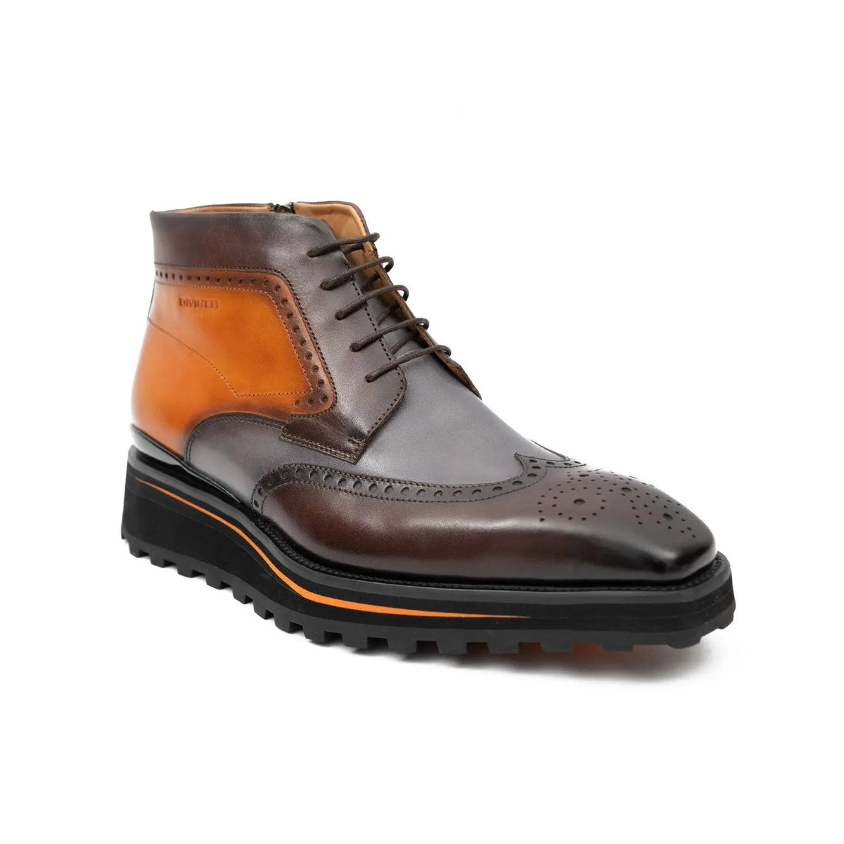Brown Wingtip Cow Leather Ankle Boots