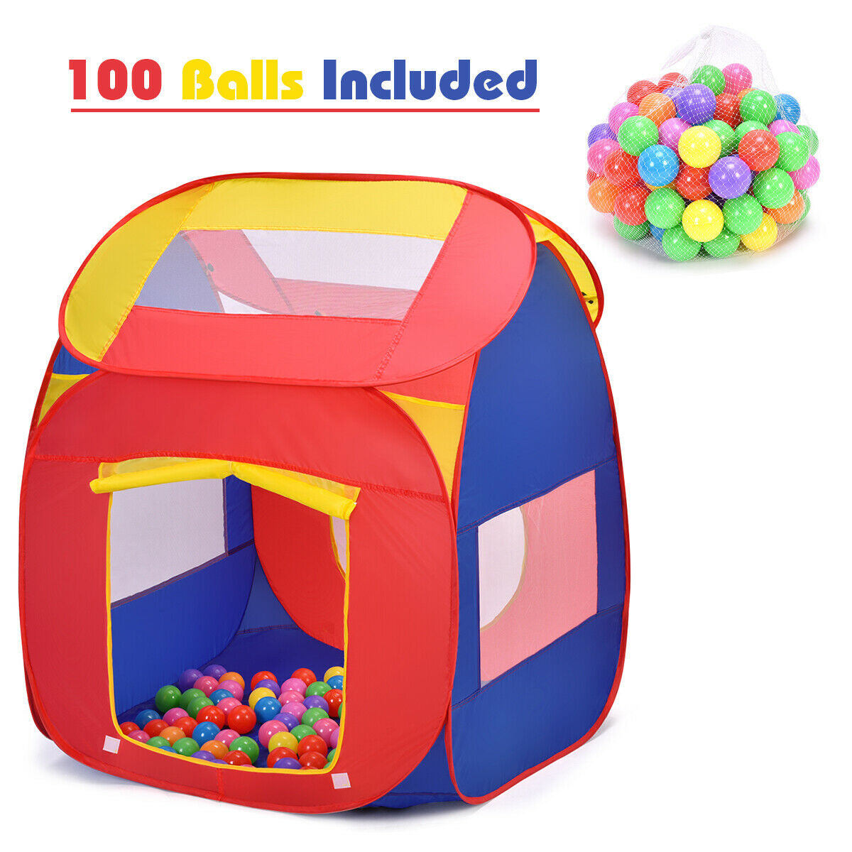 Carpa de juguete portátil para niños con 100 pelotas