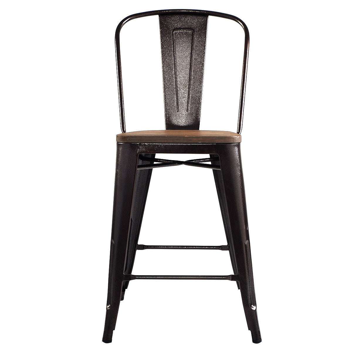 Set of 4 Industrial Metal Counter Stool Dining Chairs with Removable Backrests