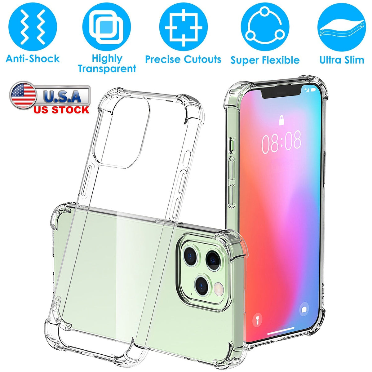 ShockproofÊClear Phone Case Soft TPU Transparent Phone Cover Anti-Shock Ultra-Thin Phone Case Cover Fit for iPhone 14/14Plus/14Pro/14Pro Max/13/13Pro/
