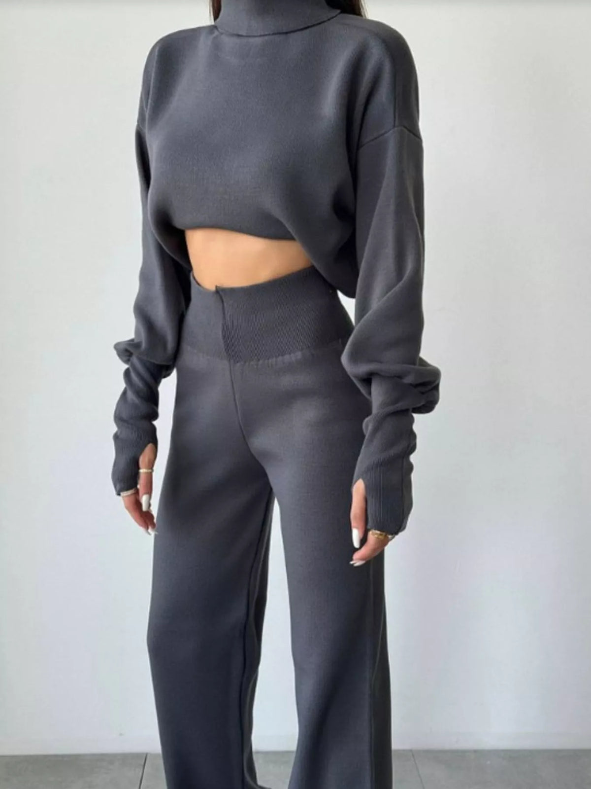 Turtleneck Long Sleeve Top & Pants Set
