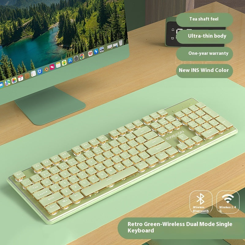 Prewalker V3 Wired Mute Keyboard Mouse Suit Mechanical Feeling Girls Office Typing Wireless Bluetooth Computer
