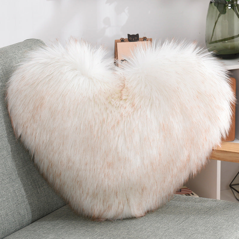 Cojines Decorativos Corazón Largos de Peluche Suaves y Esponjosos Funda de Cojín para Sofá Fundas de Almohada Blanco
