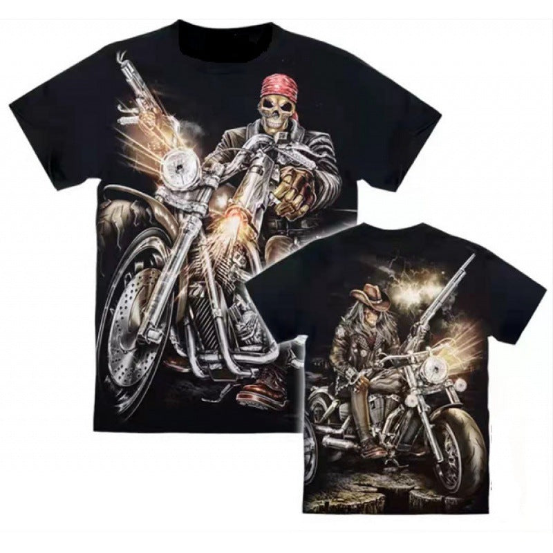 Printed Short-sleeved Leisure Motorcycle