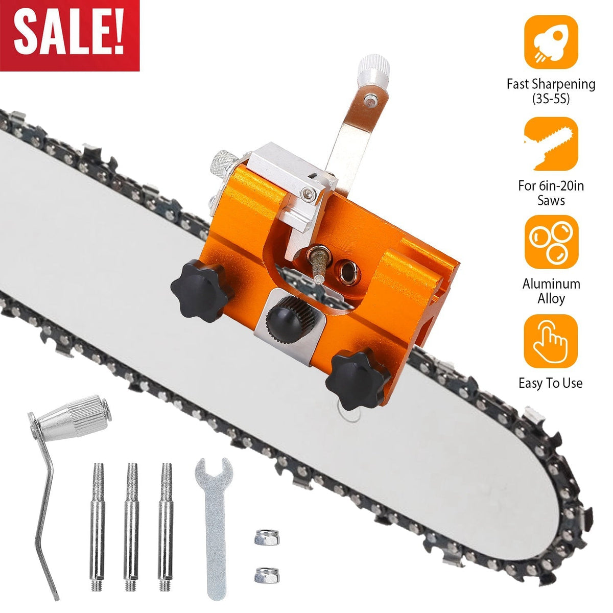 Chainsaw Chain Sharpening Jig Universal Chainsaw Sharpener Kit Hand Crank Chain Sharpener for Electric Saw for Lumberjack Garden Worker