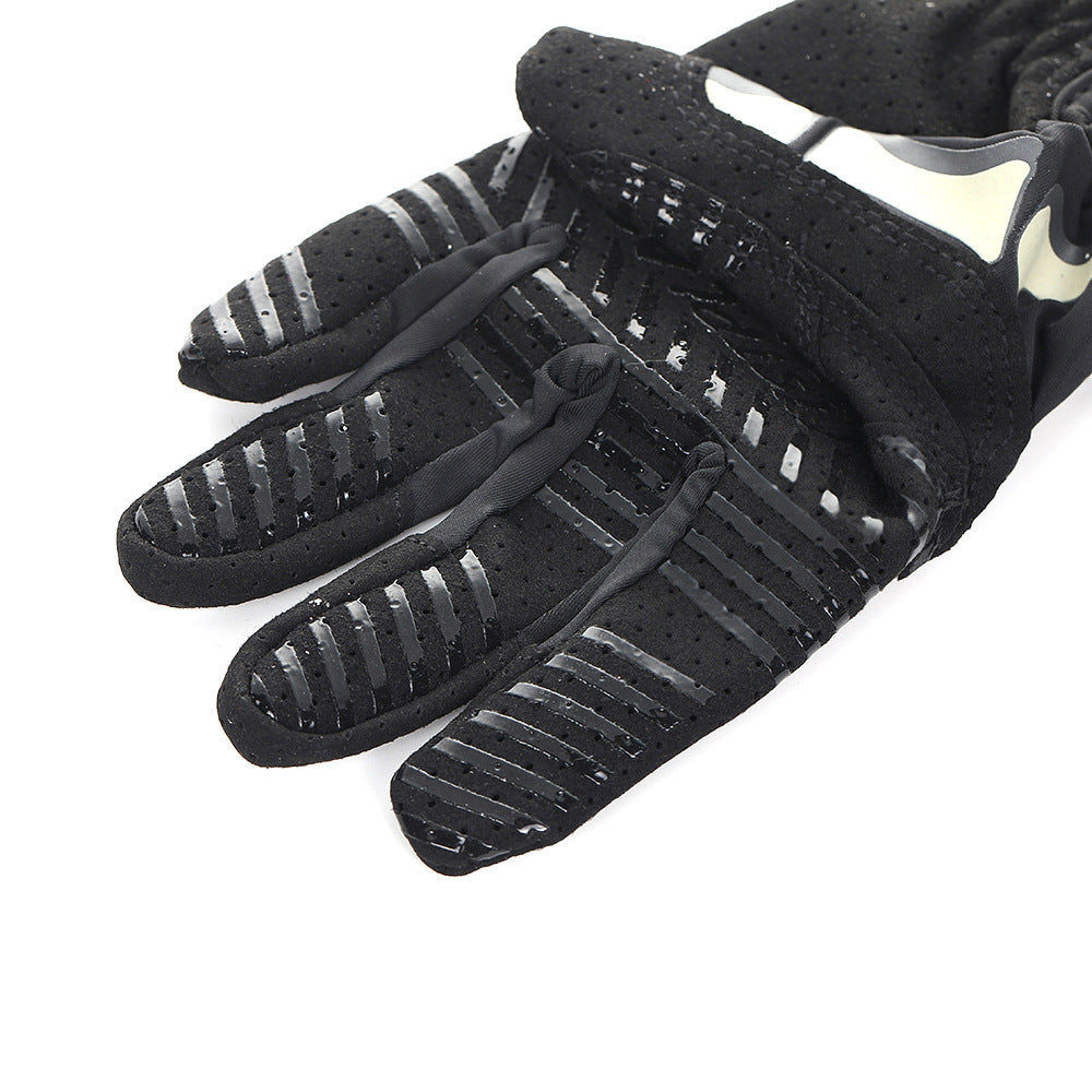 Skull Luminous Outdoor Non-slip Wear-resistant Full Finger Touch Screen Riding Gloves