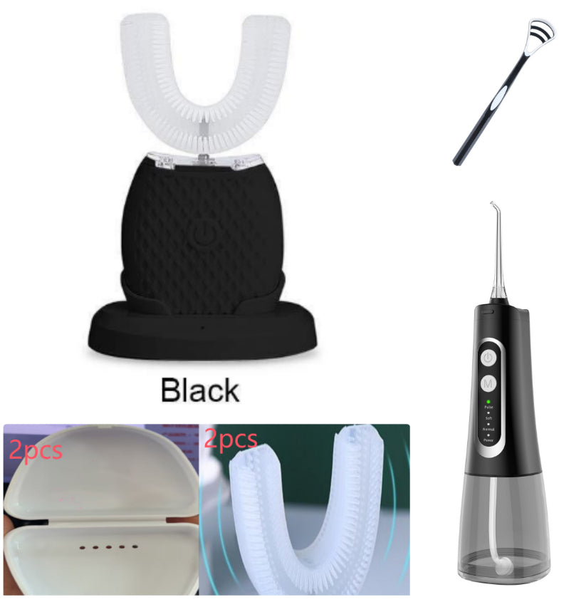360 Degrees Intelligent Automatic Electric  Toothbrush Waterproof U Type Tooth Brush Whitening Blue Light USB Charging
