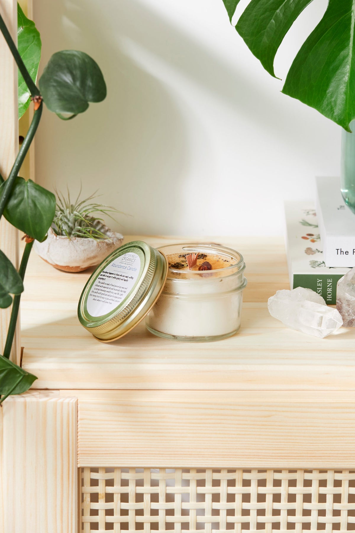 Abundance Ritual Candle Soy Jar Wooden Wick Citrine