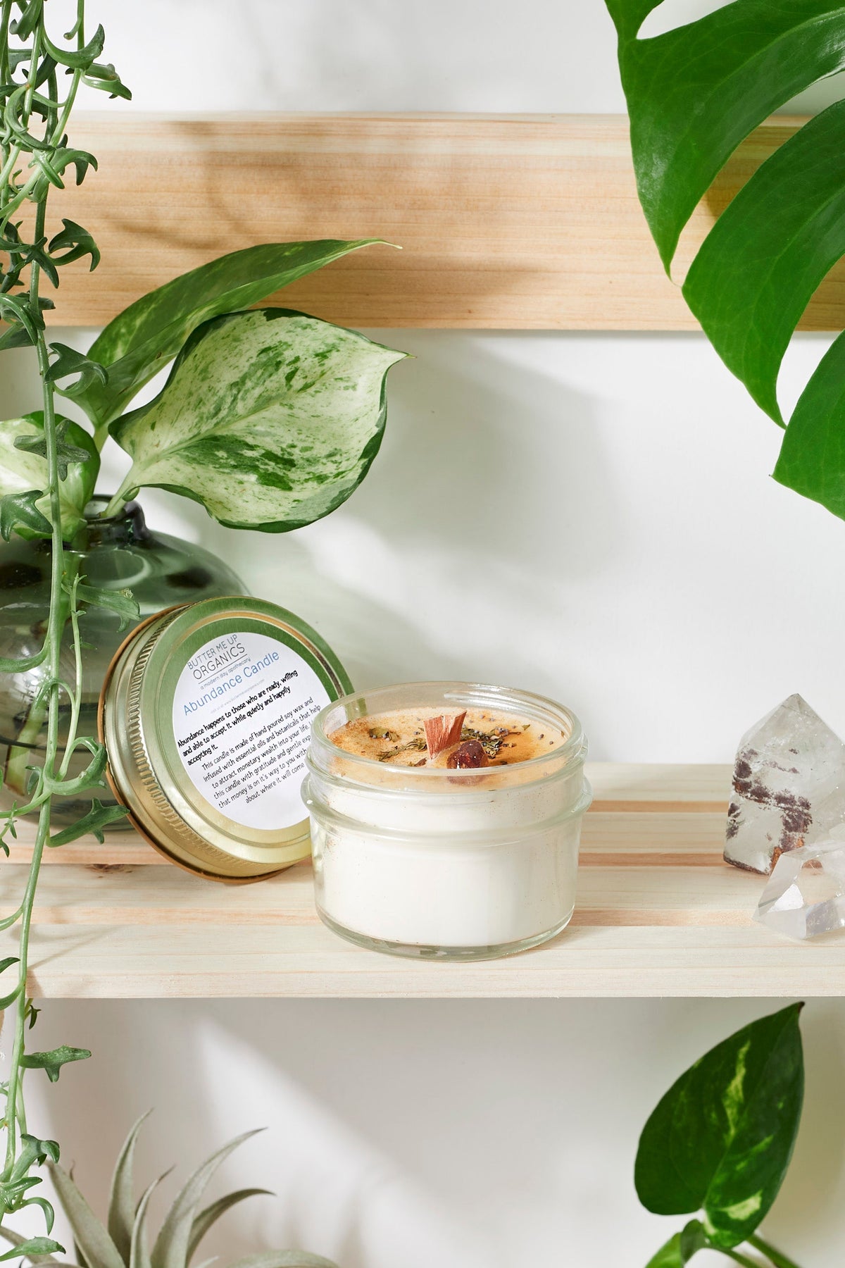 Abundance Ritual Candle Soy Jar Wooden Wick Citrine