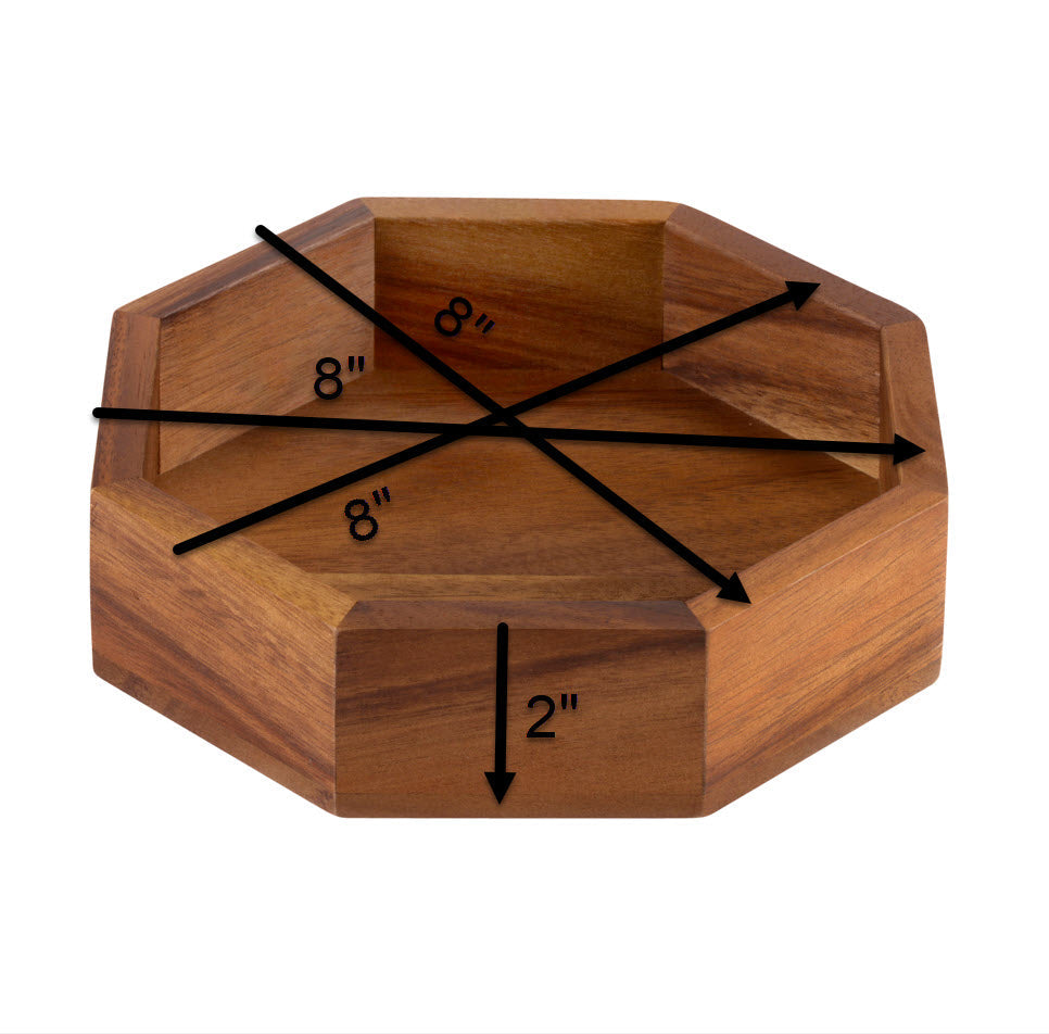 Acacia Wood Octagon Candy Nut Tray 8x8x2 Inch Small Serving Dish
