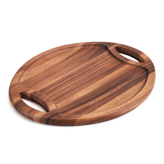 Acacia Wood Oval Serving Tray With Handles Medium Solid Acacia Serving Platter