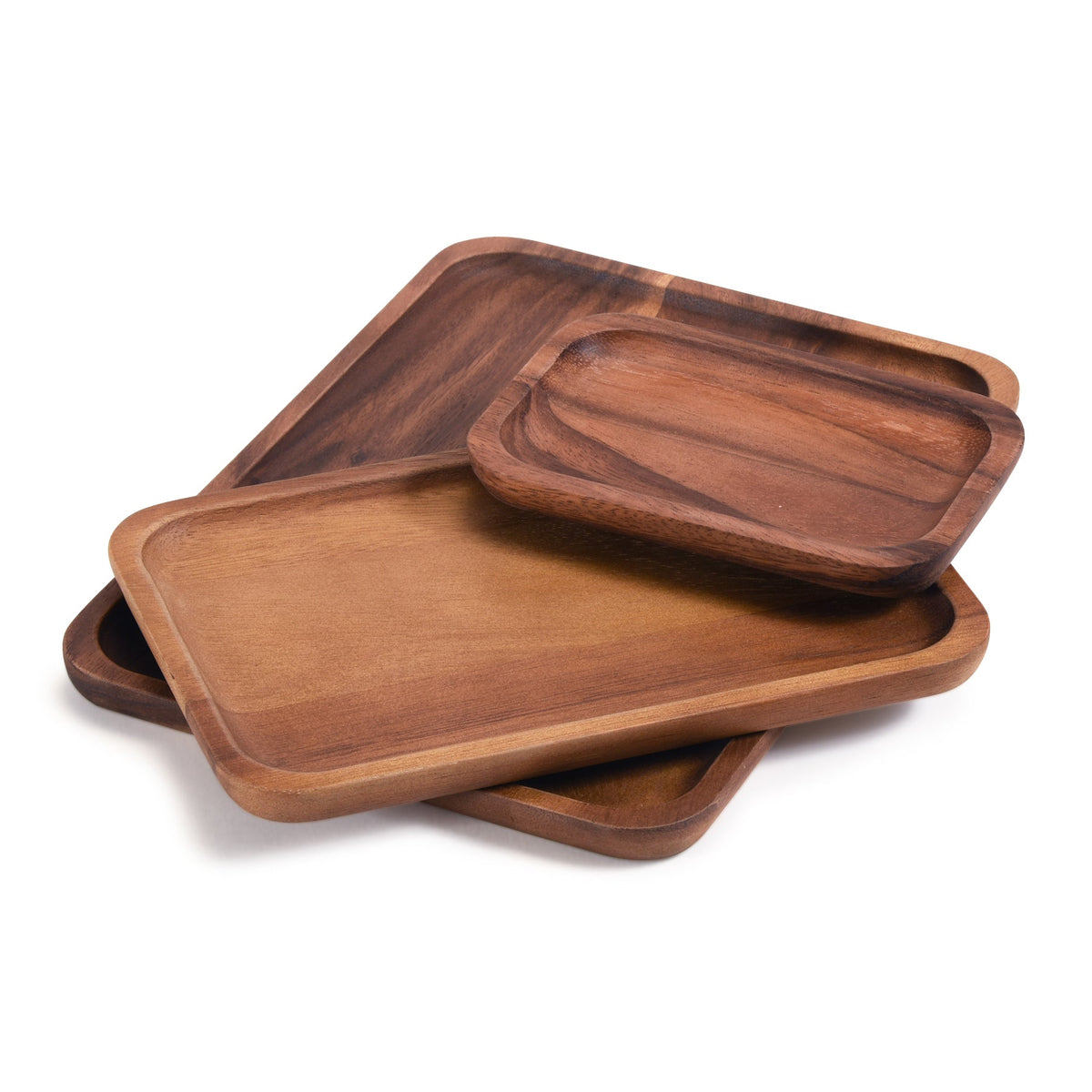 Acacia Wood Rectangular Serving Plates Set Of 3 4x6, 6x9, 8x11
