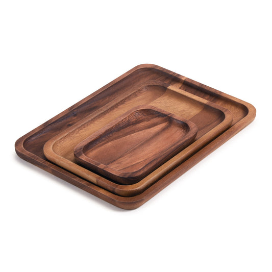 Acacia Wood Rectangular Serving Plates Set Of 3 4x6, 6x9, 8x11