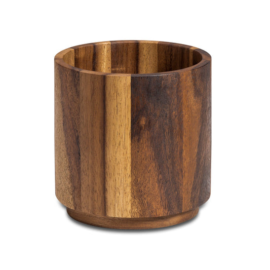 Acacia Wood Rotating Lazy Susan Utensil Holder 7 x 7 Inch Countertop Organizer