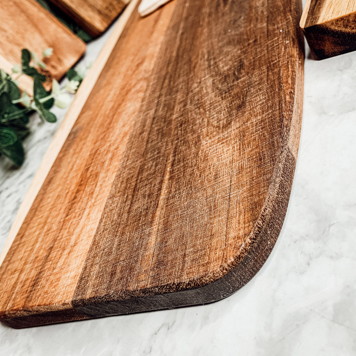 Acacia Wood Serving Board 23x8 Inch With Bamboo Cheese Markers And Handle