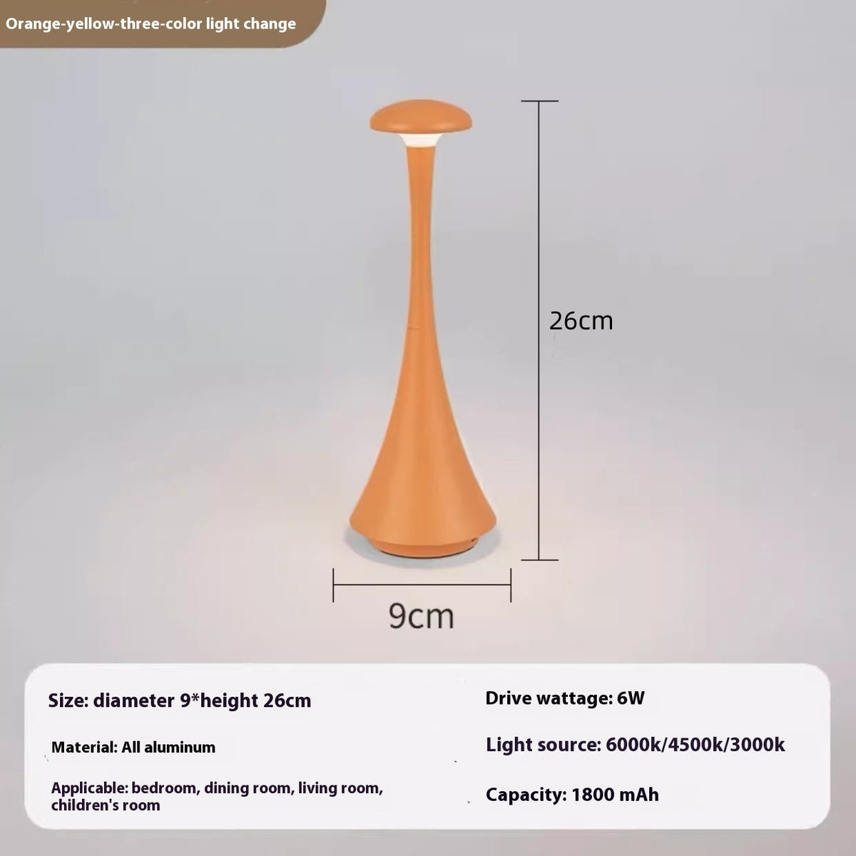 Portable Rechargeable Aluminum Table Lamp Bedroom Bedside Ambience Light