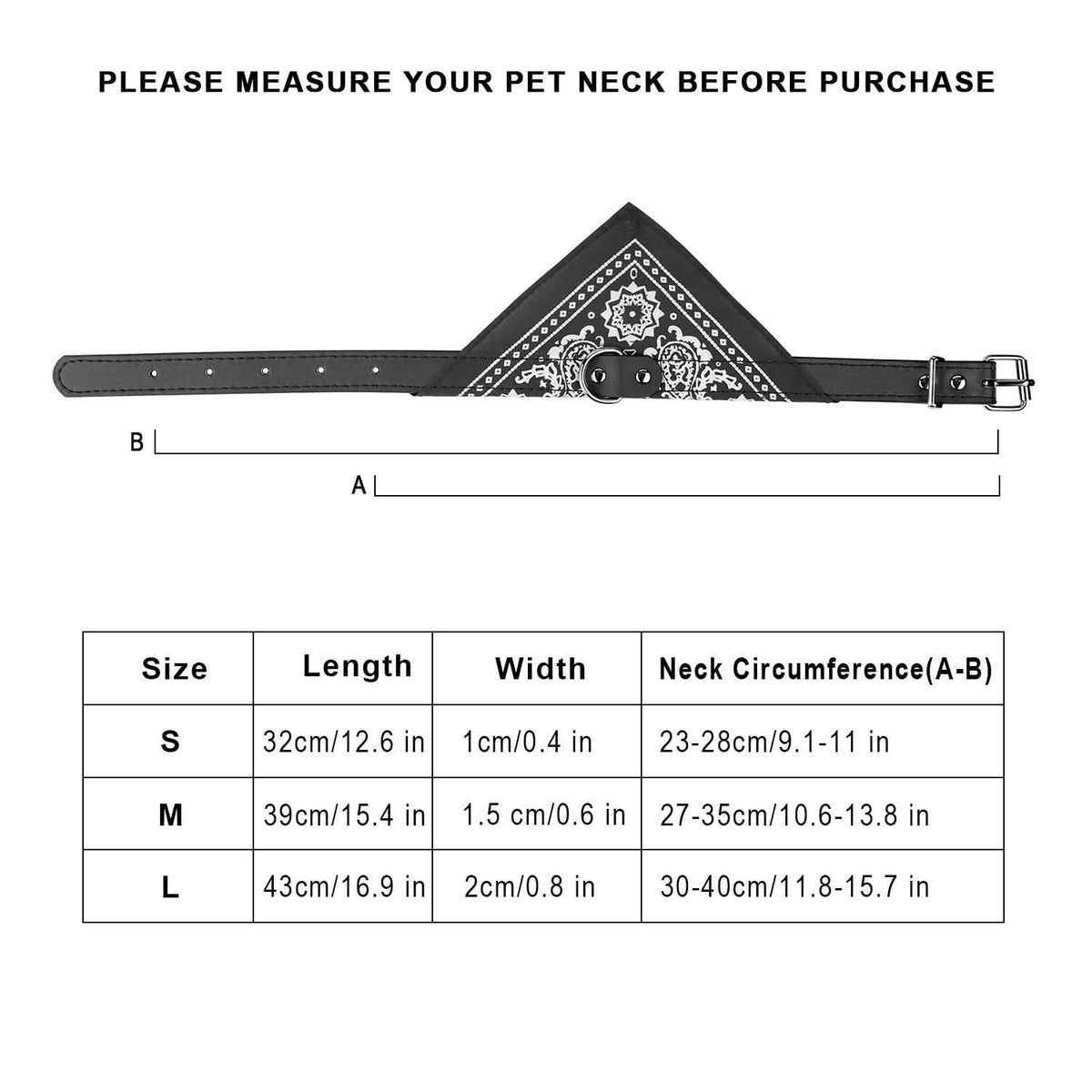 Adjustable Bandana Leather Pet Collar