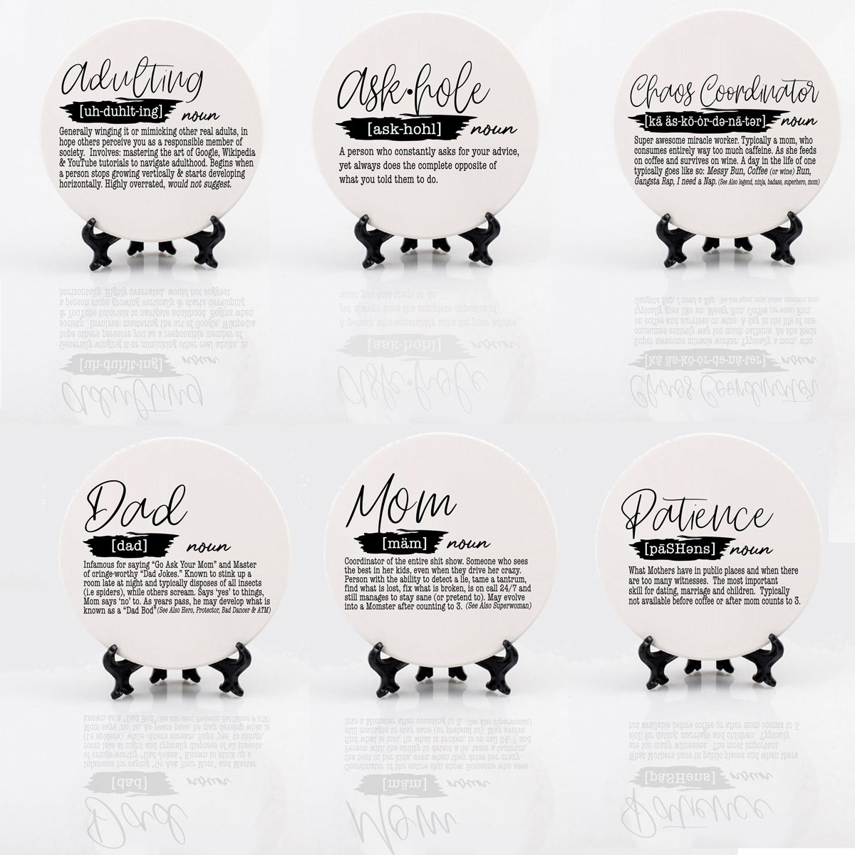 Adulting Coaster Gift Set 6 Pack Funny Quotes Coasters For Bar Countertop Decor And Display