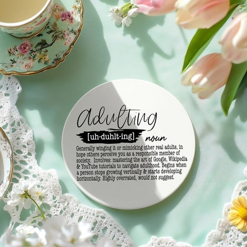 Adulting Coaster Gift Set 6 Pack Funny Quotes Coasters For Bar Countertop Decor And Display