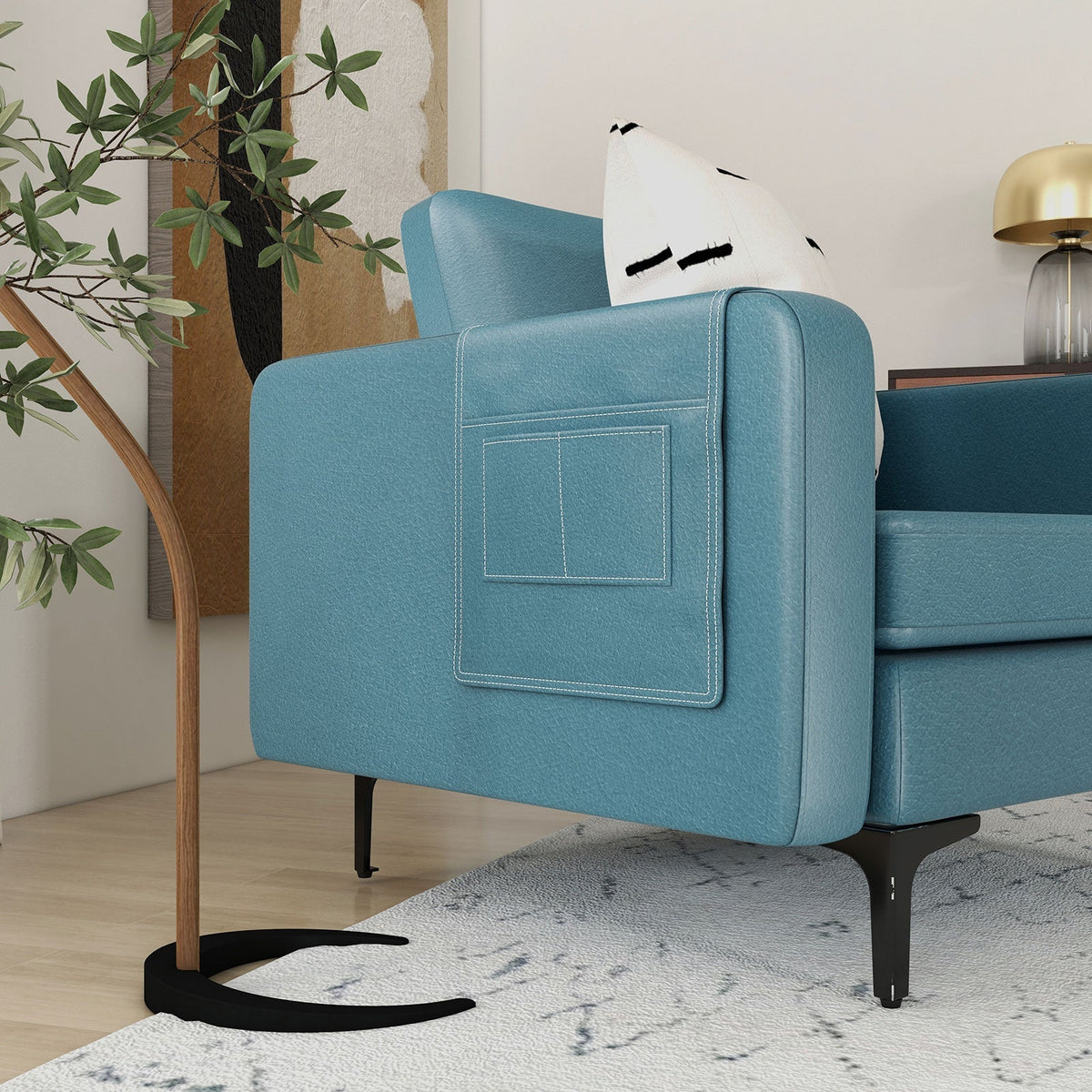 Modern Accent Armchair with Side Storage Pocket