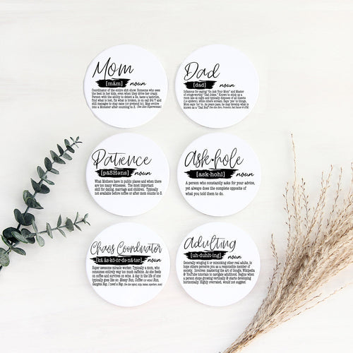 Adulting Coaster Gift Set 6 Pack Funny Quotes Coasters For Bar Countertop Decor And Display