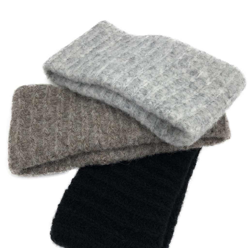 Alpaca Ear Warmer Ribbed Double Layer Lightweight Knitted Cozy Winter Headband