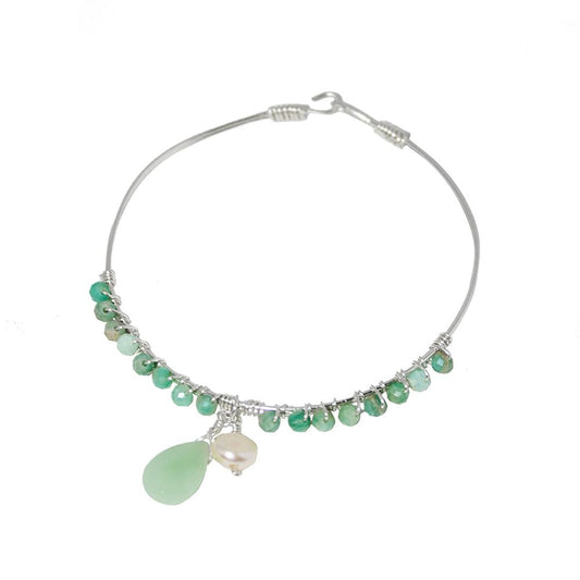 Amazonite Sterling Silver Beaded Bracelet With Pearl